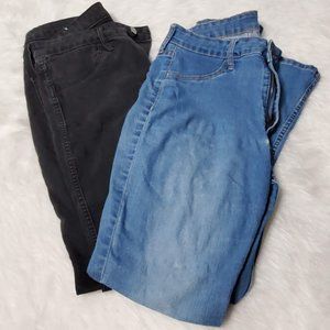 H&M Skinny Ankle Black & Blue Jeans Bundle, 30W